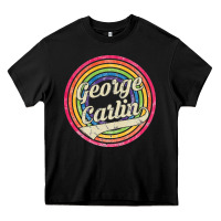 Black george carlin   retro rainbow faded style Heavy Core Tee - artisFamous