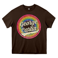 Chocolate Brown george carlin   retro rainbow faded style Heavy Core Tee - artisFamous