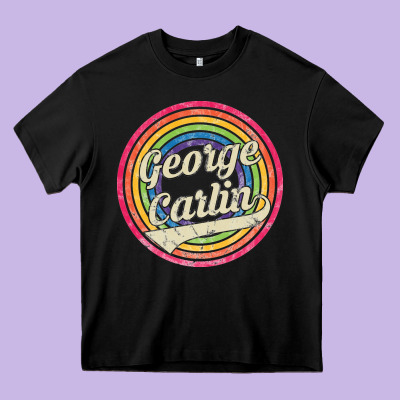 George Carlin   Retro Rainbow Faded Style Heavy Core Tee Designed By Artisfamous