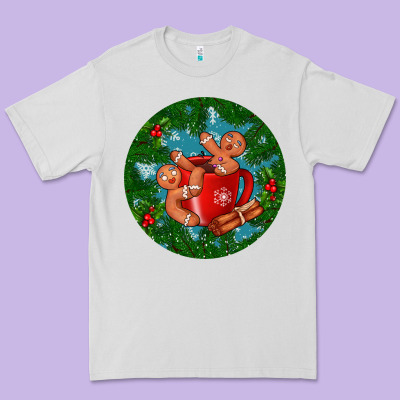 Gingerbread Men With Hot Chocolate Premium Tee Designed By Bundleandbundleshop