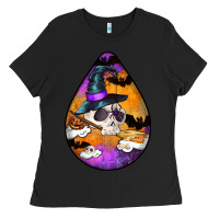 Black Hallowen Teardrop Ladies Tee - LillyAllenDesigns