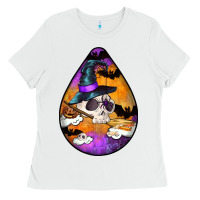White Hallowen Teardrop Ladies Tee - LillyAllenDesigns