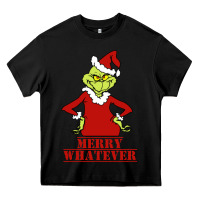 Black Merry Whatever Grinch Heavy Core Tee - artisFamous