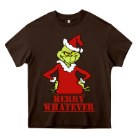 Chocolate Brown Merry Whatever Grinch Heavy Core Tee - artisFamous