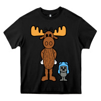Black rocky and bullwinkle Heavy Core Tee - artisFamous