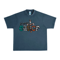 Midnight Navy Happy Easter Urban Heavy Tee - CowhideDigitalArt