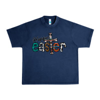 Navy Happy Easter Urban Heavy Tee - CowhideDigitalArt