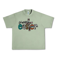 Oil Green Happy Easter Urban Heavy Tee - CowhideDigitalArt