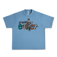 Pebble Blue Happy Easter Urban Heavy Tee - CowhideDigitalArt