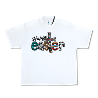 White Happy Easter Urban Heavy Tee - CowhideDigitalArt