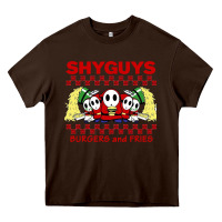 Chocolate Brown shy guys burger and fries Heavy Core Tee - artisFamous