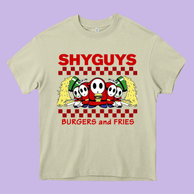 Shy Guys Burger And Fries Heavy Core Tee Designed By Artisfamous