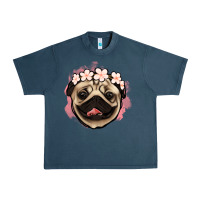 Midnight Navy pug floral Urban Heavy Tee - Jasminsmagicworld