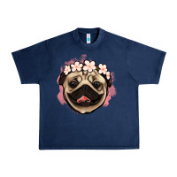 Navy pug floral Urban Heavy Tee - Jasminsmagicworld