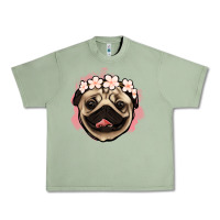 Oil Green pug floral Urban Heavy Tee - Jasminsmagicworld
