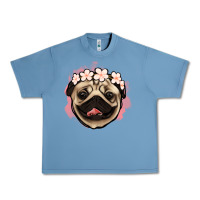 Pebble Blue pug floral Urban Heavy Tee - Jasminsmagicworld