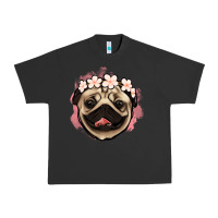 Pigment Black pug floral Urban Heavy Tee - Jasminsmagicworld