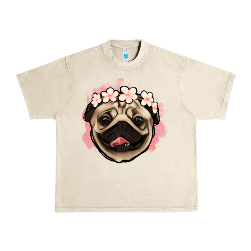 Pug Floral Urban Heavy Tee by Jasminsmagicworld | Teevron