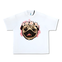 White pug floral Urban Heavy Tee - Jasminsmagicworld