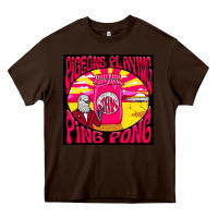 Chocolate Brown Best Pigeons Playing Ping Pong Music Heavy Core Tee - artisFamous