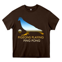 Chocolate Brown Best Pigeons Playing Ping Pong Music Heavy Core Tee - artisFamous