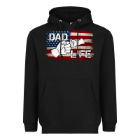 Dad Life With American Flag Heavyweight Hoodie | Teevron