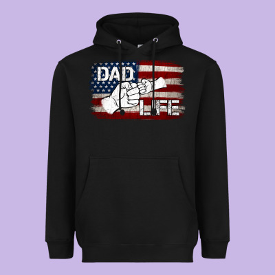 Dad Life With American Flag Heavyweight Hoodie Designed By Jasminsmagicworld