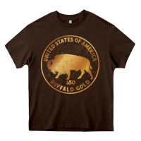 Chocolate Brown Buffalo Gold Native American - Bison Heavy Core Tee - artisFamous