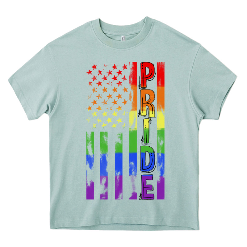 Lgbtq Pride American Flag Heavy Core Tee by FaDigitalArtStudio | Teevron