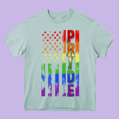 Lgbtq Pride American Flag Heavy Core Tee Designed By Fadigitalartstudio