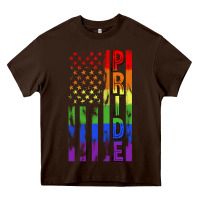 Chocolate Brown lgbtq pride american flag Heavy Core Tee - FaDigitalArtStudio