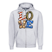 Heather Grey love 4th of july army veteran Zipper Hoodie - Jasminsmagicworld