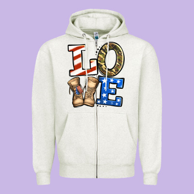 Love 4th Of July Army Veteran Zipper Hoodie Designed By Jasminsmagicworld