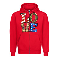 Red love 4th of july army veteran Zipper Hoodie - Jasminsmagicworld