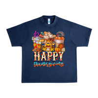 Navy happy thanksgiving Urban Heavy Tee - CowhideDigitalArt