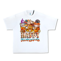 White happy thanksgiving Urban Heavy Tee - CowhideDigitalArt