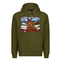 Merry Christmas Highland Cow With Farm Premium Hoodie | Teevron