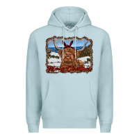 Blue Mist merry christmas highland cow with farm Premium Hoodie - RanaPortraitStore
