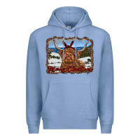Colony Blue merry christmas highland cow with farm Premium Hoodie - RanaPortraitStore