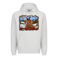 Dove Grey merry christmas highland cow with farm Premium Hoodie - RanaPortraitStore