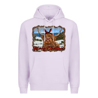 Lilac merry christmas highland cow with farm Premium Hoodie - RanaPortraitStore