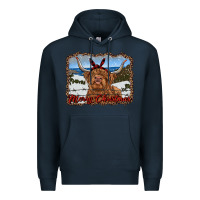 Navy merry christmas highland cow with farm Premium Hoodie - RanaPortraitStore
