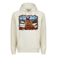 Oatmeal Heather merry christmas highland cow with farm Premium Hoodie - RanaPortraitStore