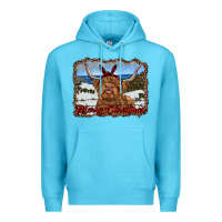 Ocean Blue merry christmas highland cow with farm Premium Hoodie - RanaPortraitStore