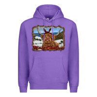 Purple merry christmas highland cow with farm Premium Hoodie - RanaPortraitStore