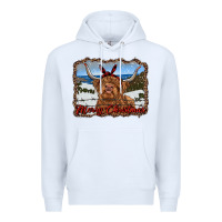 White merry christmas highland cow with farm Premium Hoodie - RanaPortraitStore