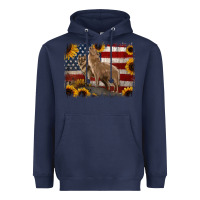 Navy American Wolves with Sunflower Background Png Heavyweight Hoodie - Jasminsmagicworld
