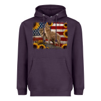 Plum American Wolves with Sunflower Background Png Heavyweight Hoodie - Jasminsmagicworld
