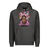 Charcoal Heather breast cancer warrior black woman Premium Hoodie - BarkalooDesign
