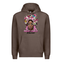 Coffee breast cancer warrior black woman Premium Hoodie - BarkalooDesign